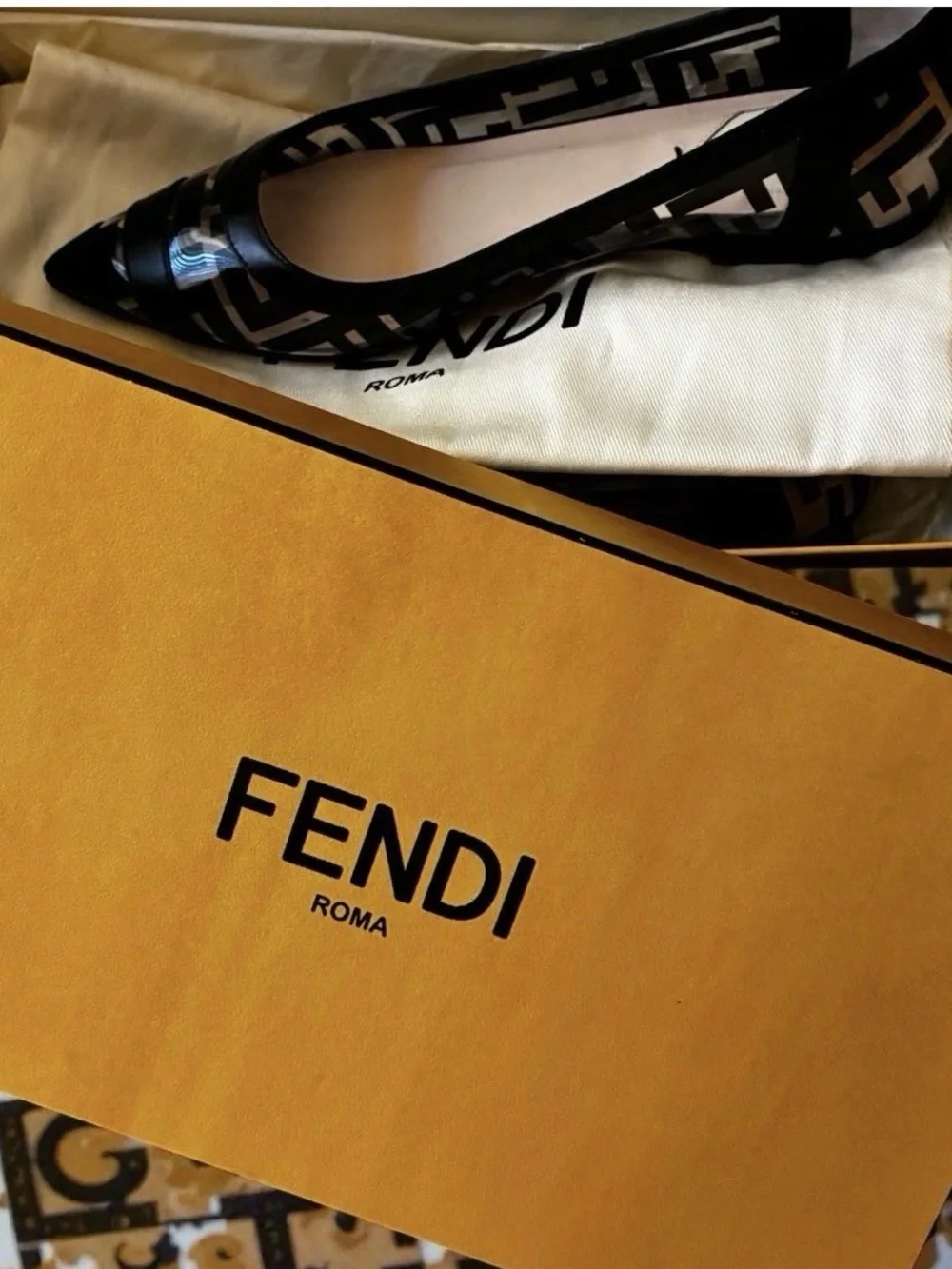 Fendi Black PVC Colibri Clear Leather FF Logo Pointed Ballerina Ballet Flat 37